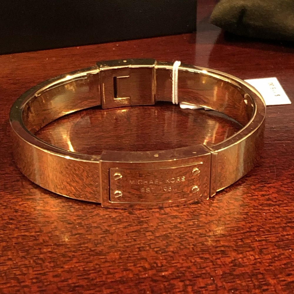 Michael Kors Gold-Tone Logo Plaque Bangle